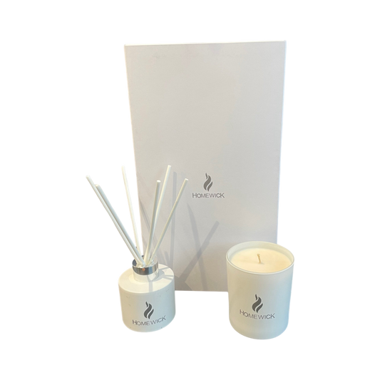 Soy Wax Scented Candle & Diffuser Gift Set - White
