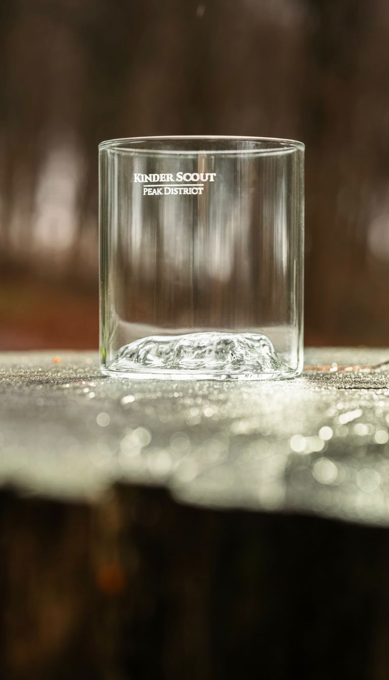 Kinder Scout Glass Tumbler & Coaster Set: Peak District Mountain Gift