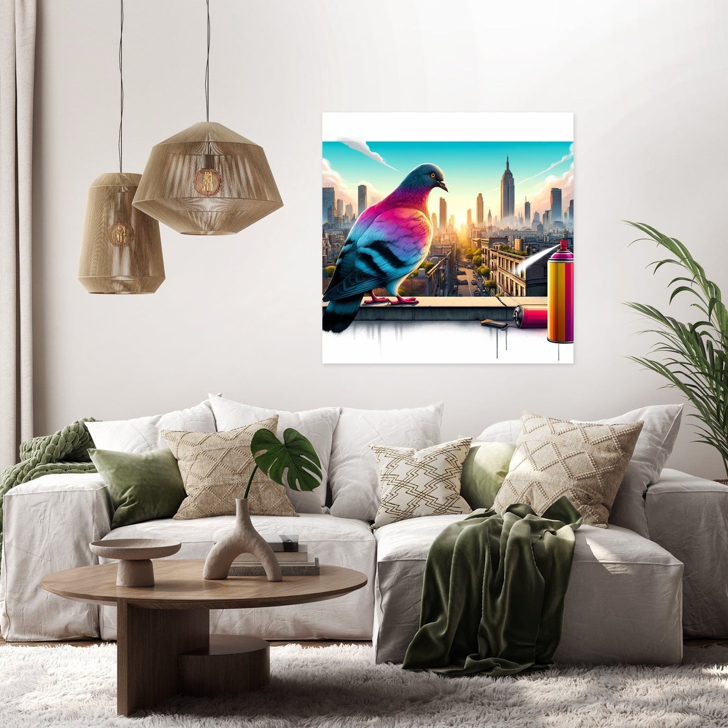 Urban Pigeon Panorama Canvas