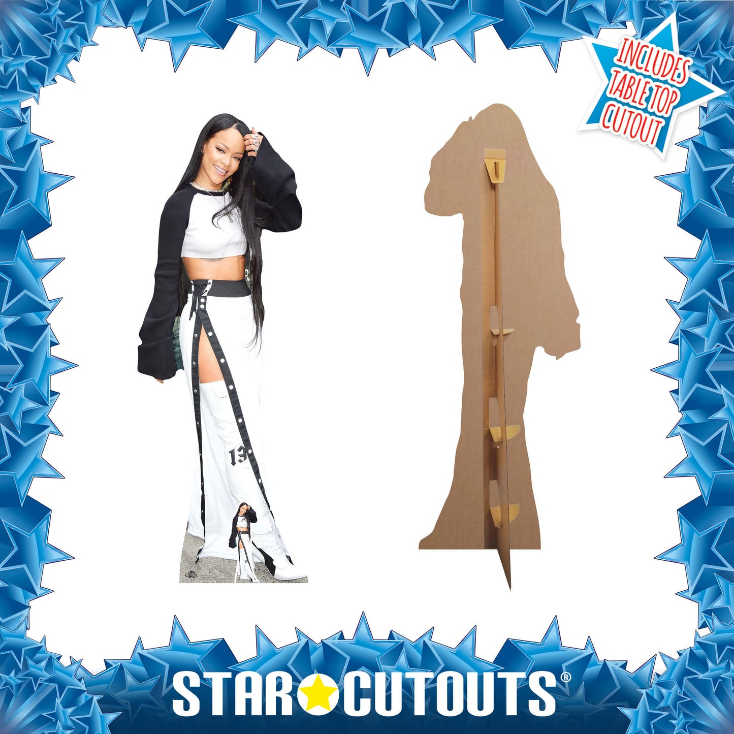 CS730 Rihanna Black and White Height 174cm Lifesize Cardboard Cut Out With Mini