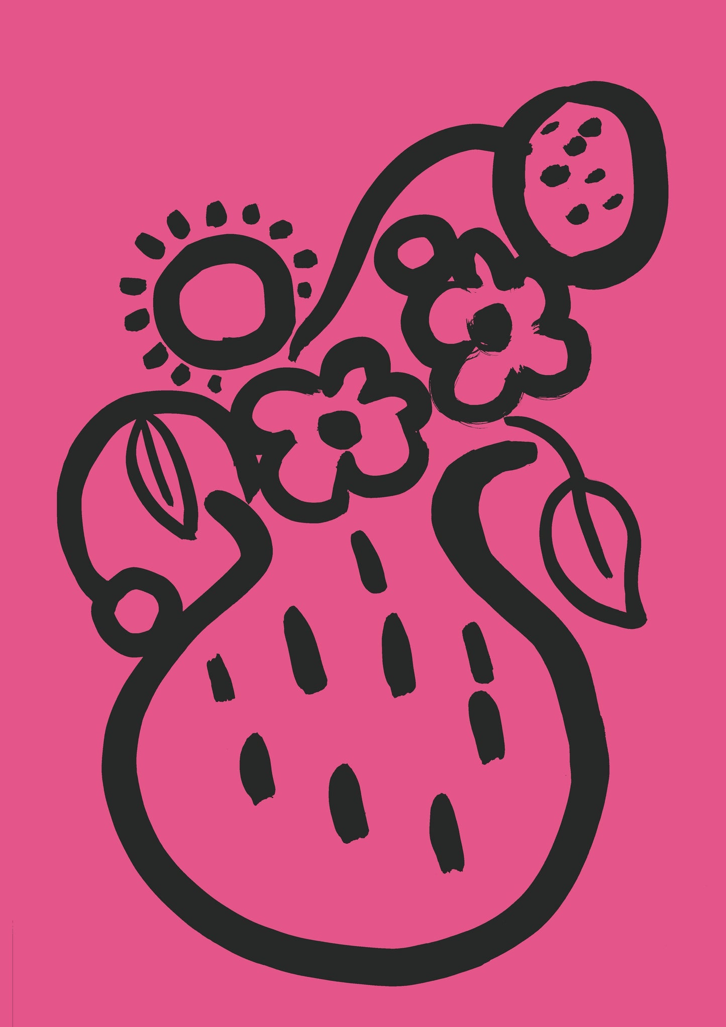 Vase print -  Fuchsia  + Black