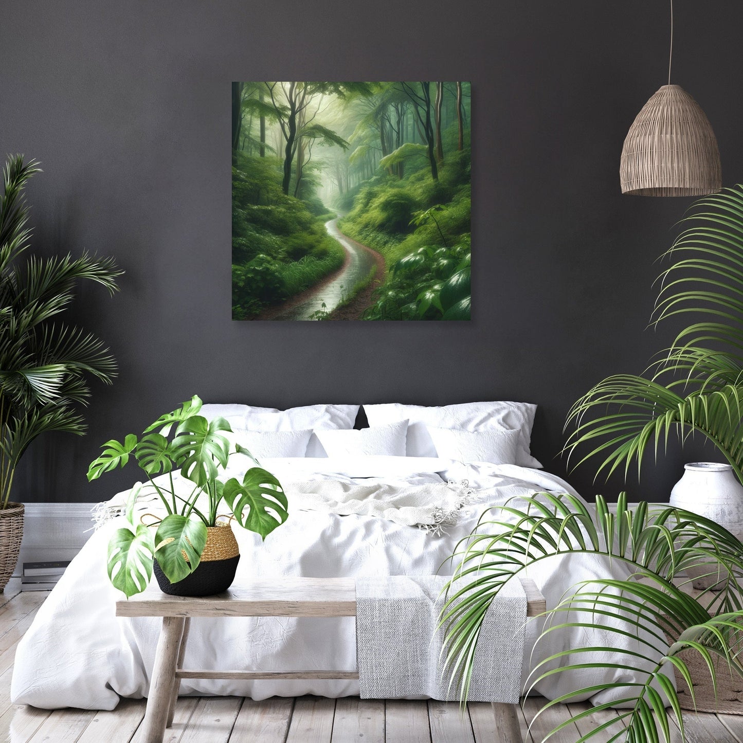 Rainy Forest Pathway Canvas