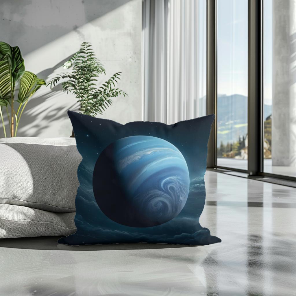 Neptune's Cosmic Majesty Cotton Cushion