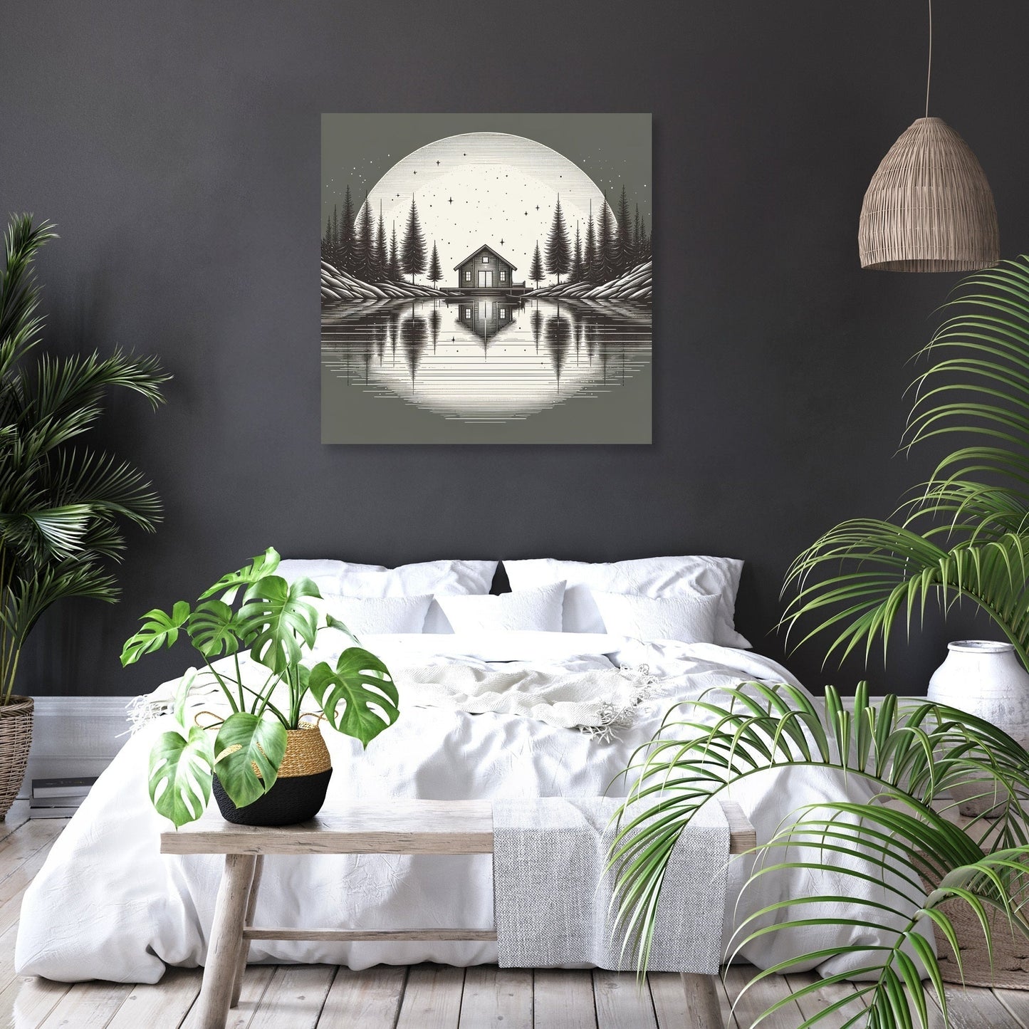 A Peaceful Retreat in Monochrome Canvas