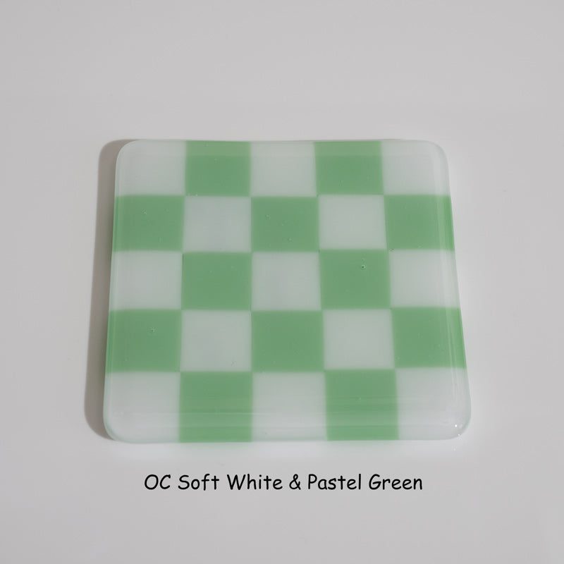 10cm Chequered Soft White/Colour Coaster - Oceanside Collection