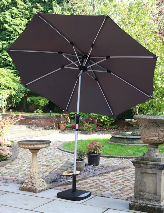 Crank and Tilt LED Strip Parasol - Grey