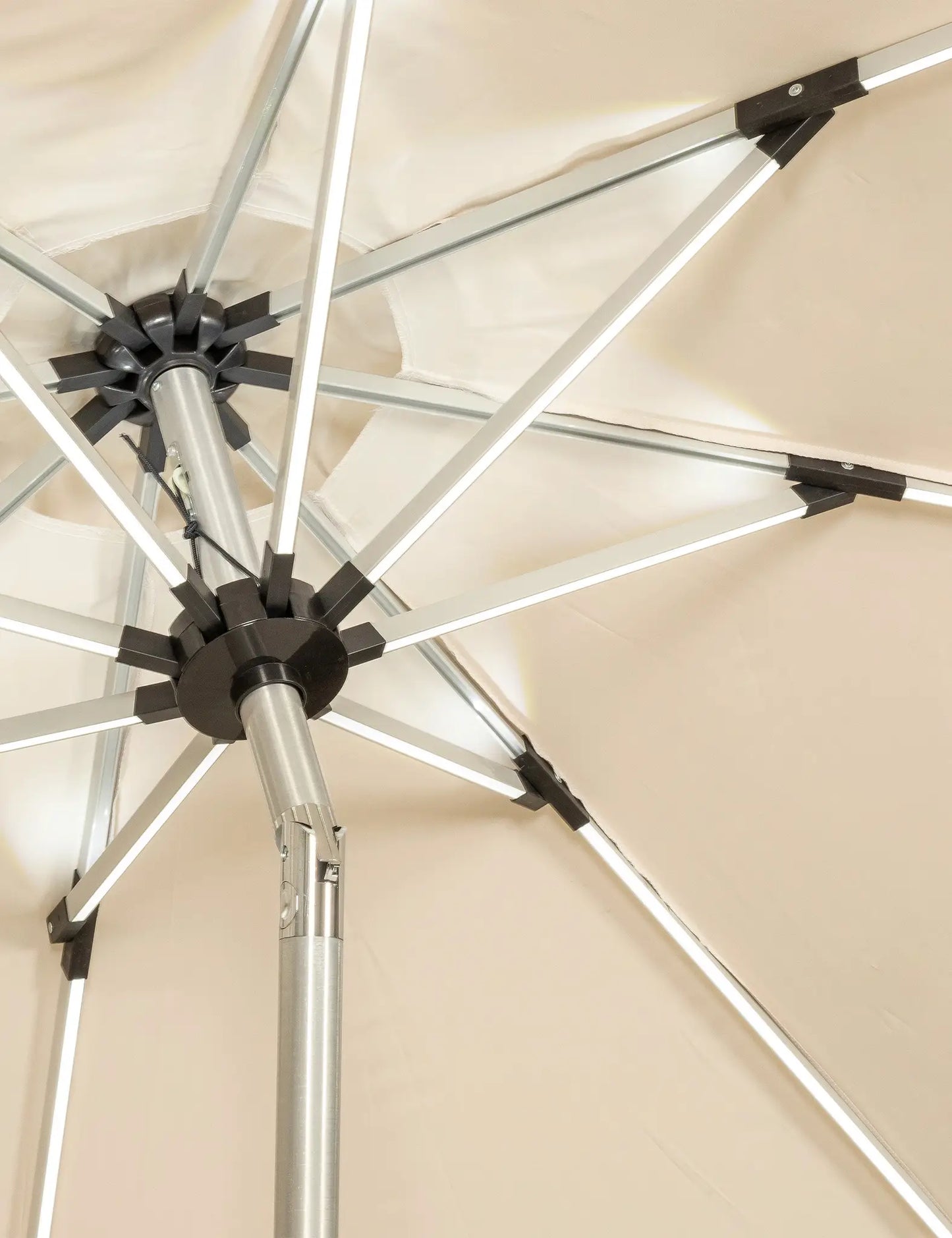 Crank and Tilt LED Strip Parasol - Ivory