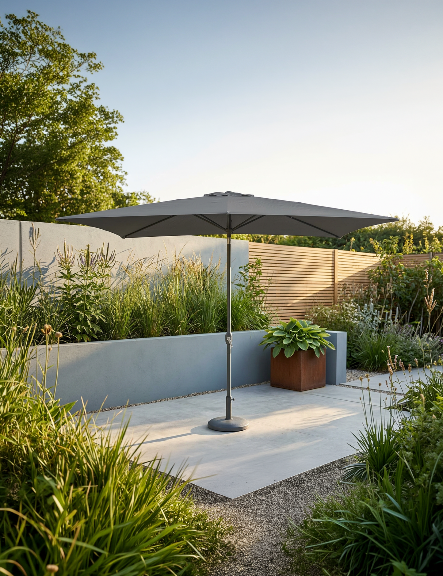 Crank and Tilt Rectangular Parasol - Grey