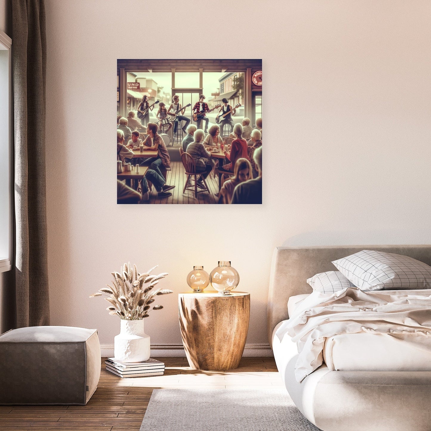 Small-Town Diner Rock Canvas