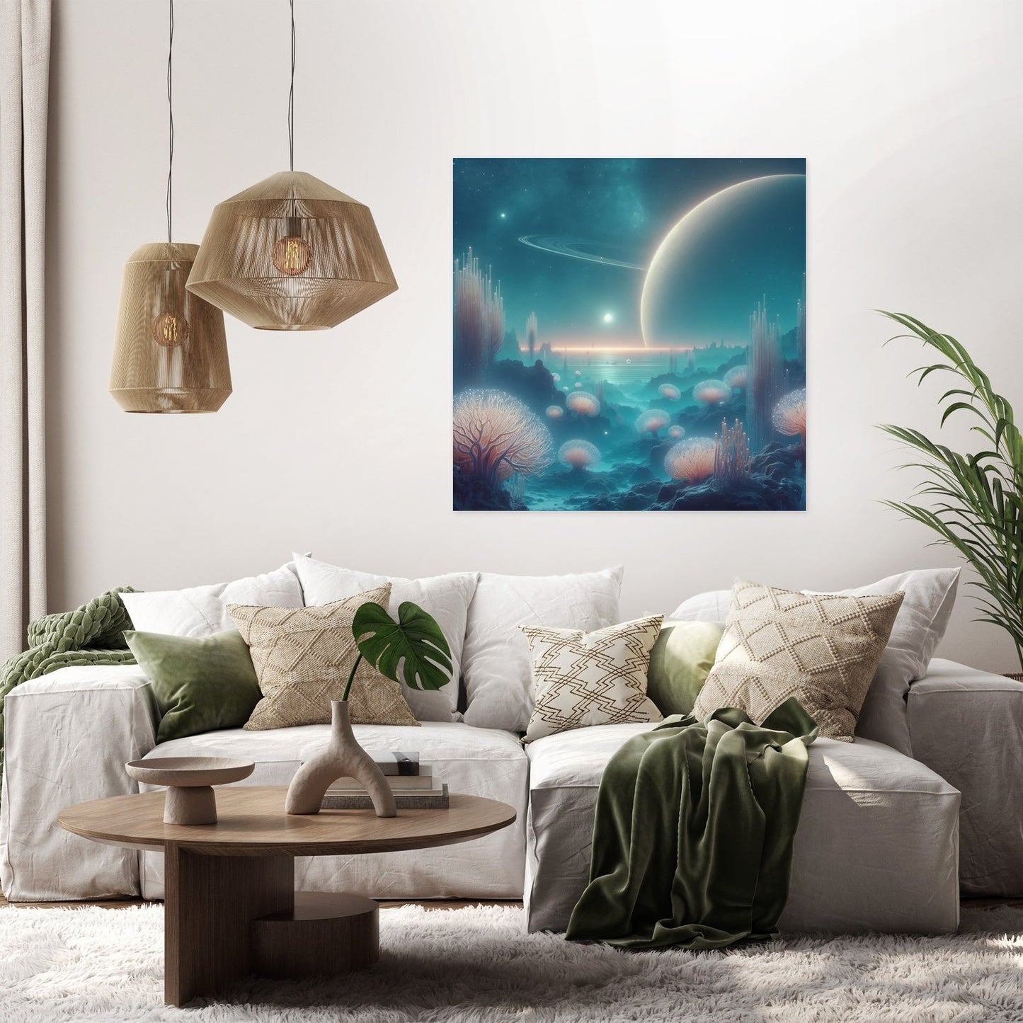 Moonlit Coral Canvas