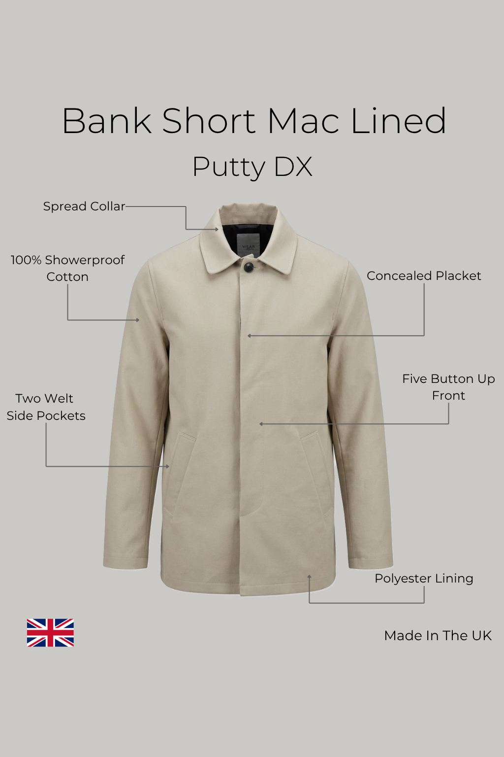 Bank Short Mac Lined  - Putty DX