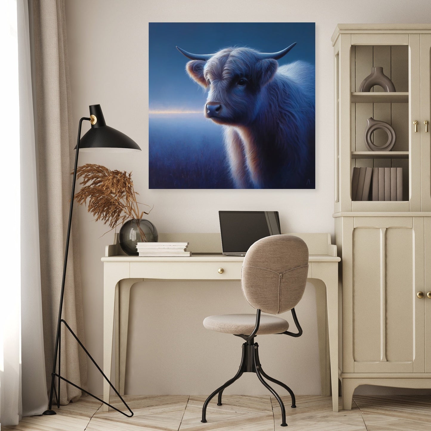 Highland Cow Evening Calm Canvas