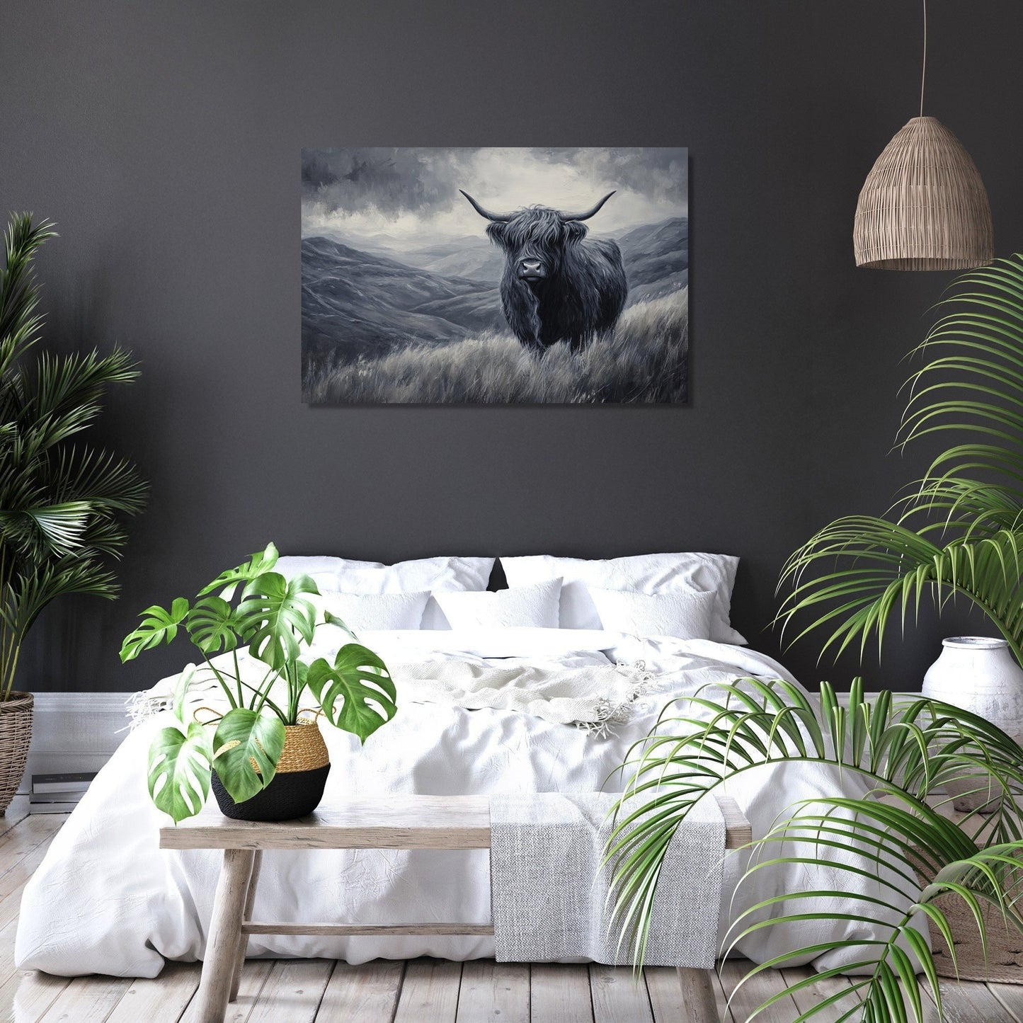 Monochrome Highland Majesty Canvas