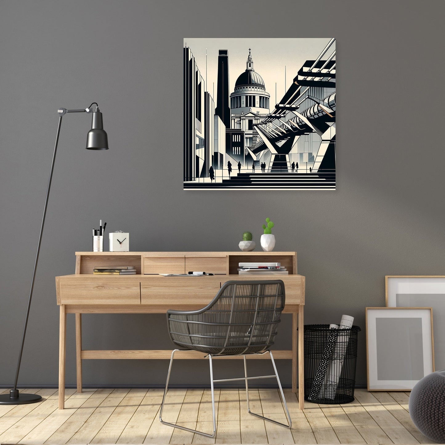 London Tate Modern and Millennium Bridge Modernist Canvas