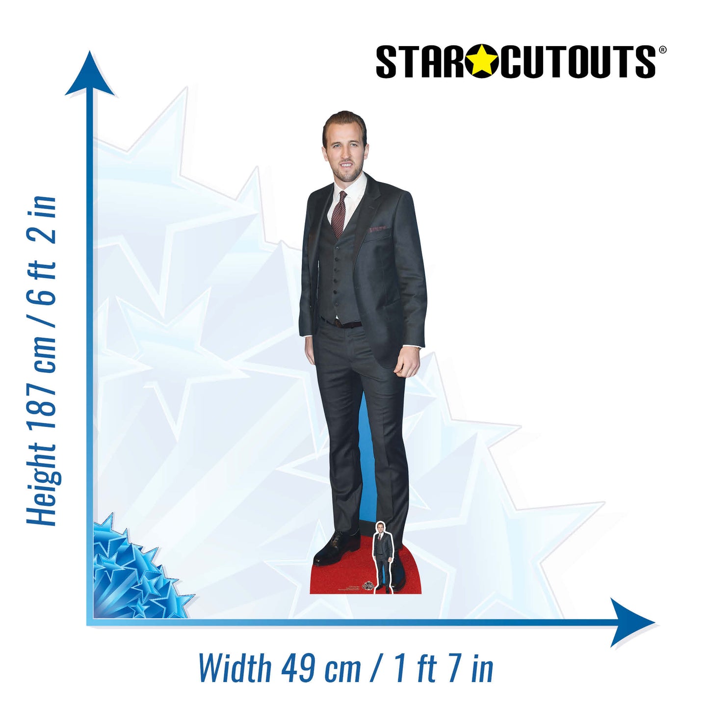 CS740 Harry Kane Footballer World Cup 2026 Height 187cm Lifesize Cardboard Cut Out With Mini