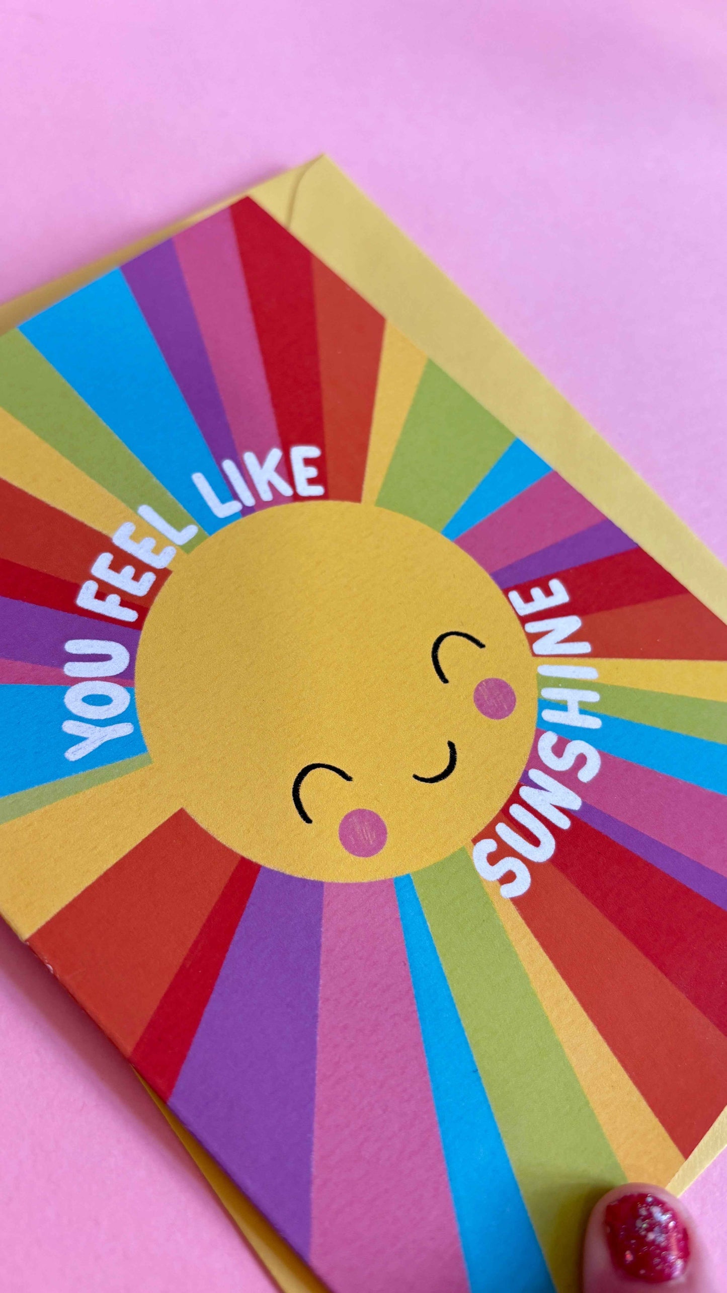 Rainbow Sunshine Blank Greetings Card- Handmade Just Because Card