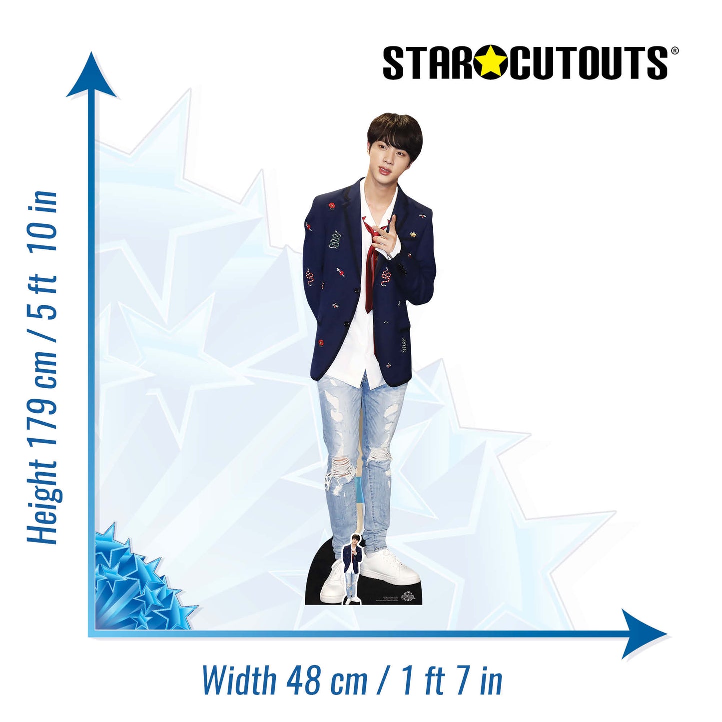 CS748 Kim Seok-jin (Jin) Red Tie BTS BANGTAN BOYS Height 179cm Lifesize Cardboard Cut Out With Mini