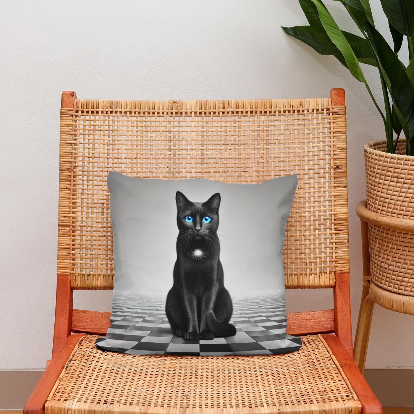 Midnight Blue Gaze Cotton Cushion