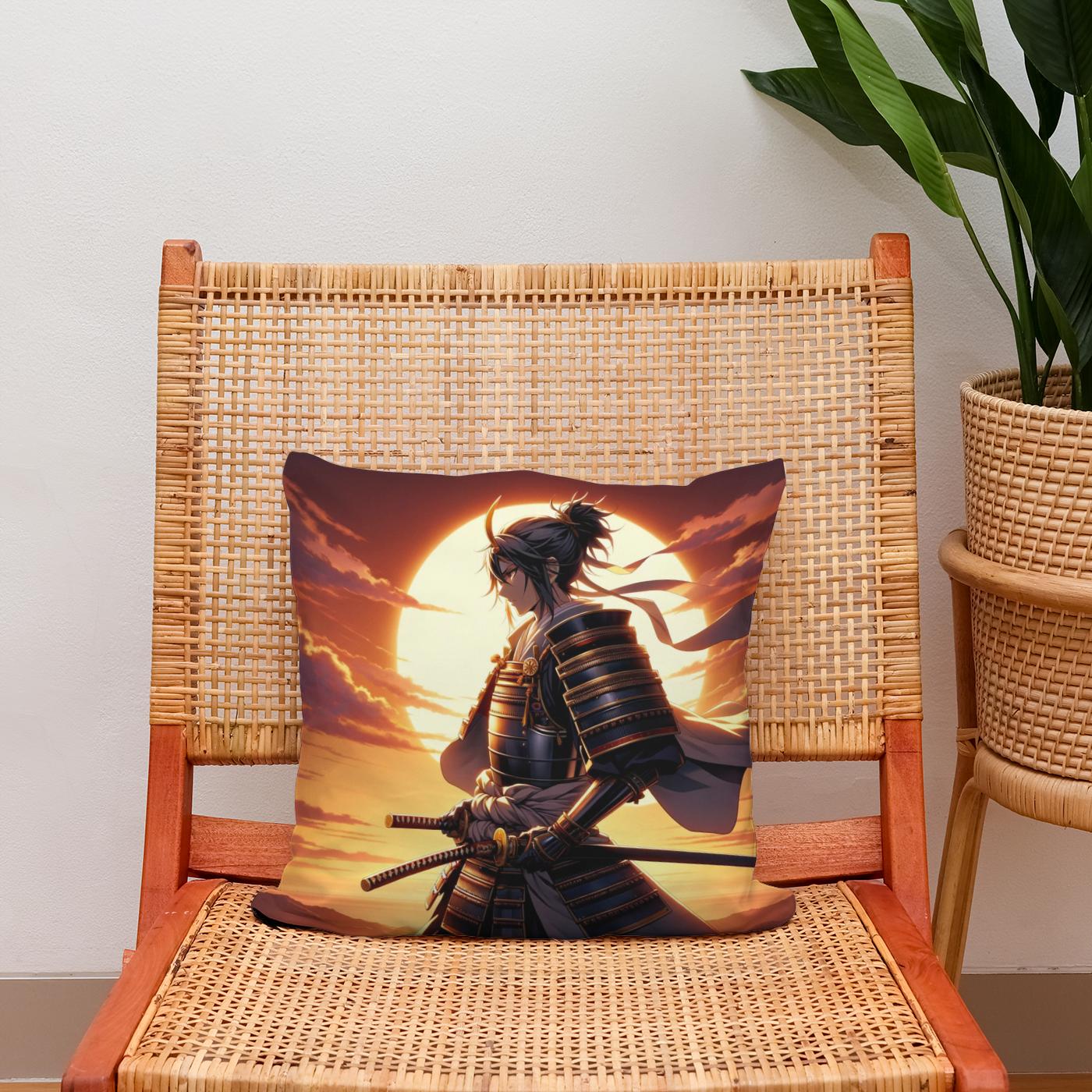 Sunset Samurai's Resolve Cotton Cushion