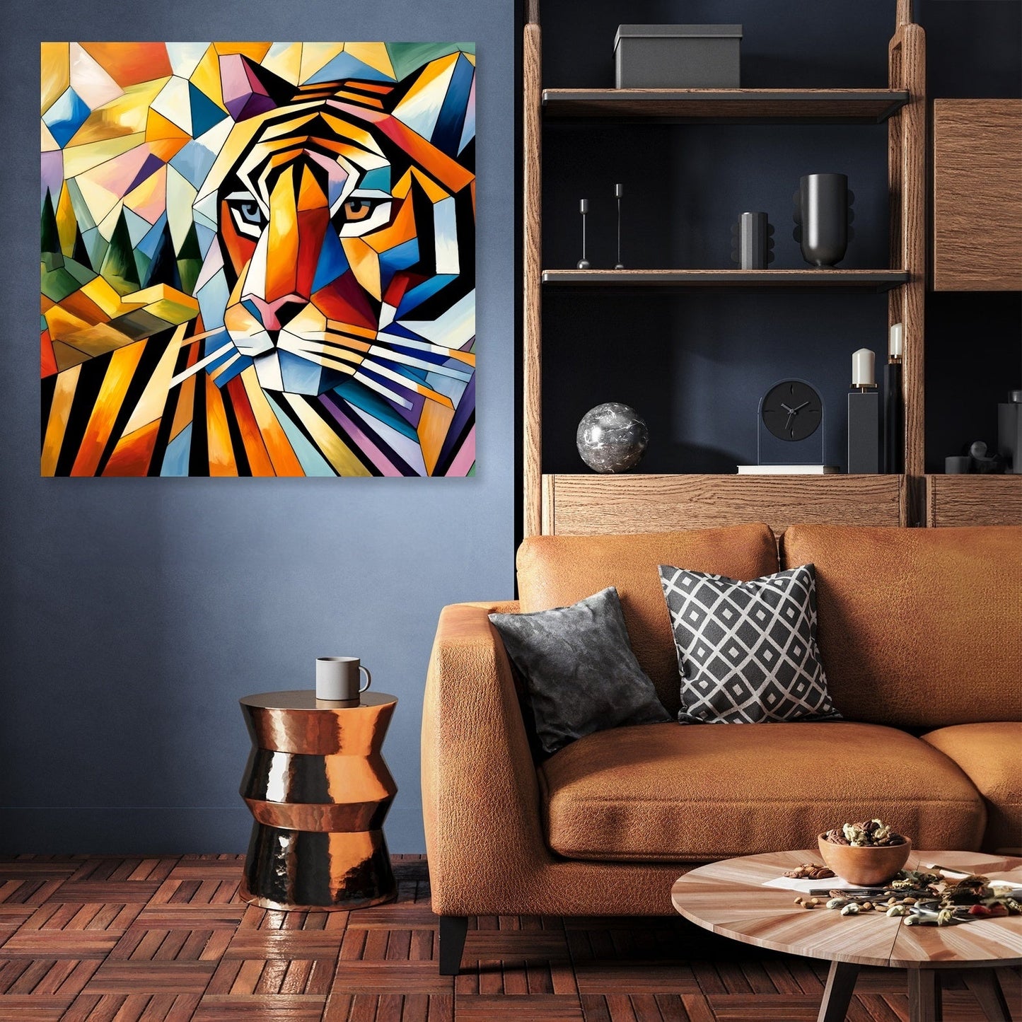 Cubist Tiger Mosaic Canvas