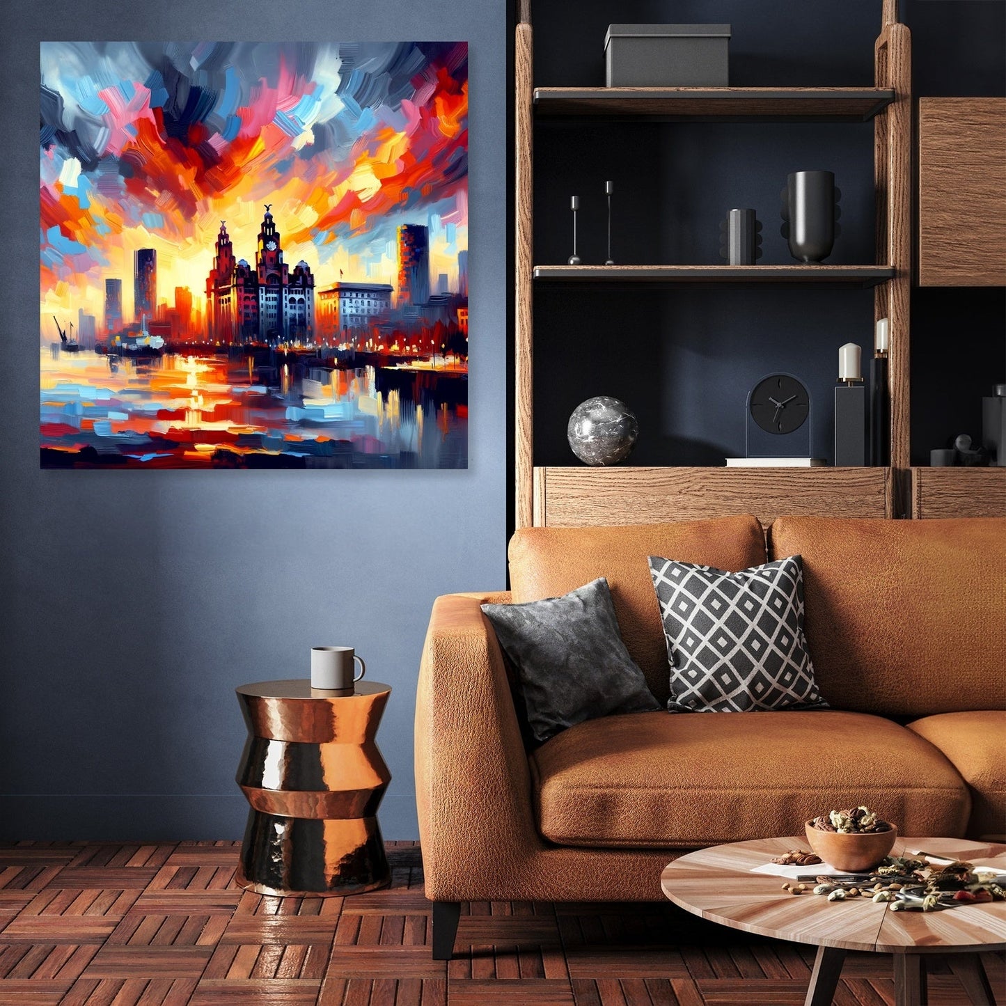 Expressionist Sunset Liverpool Skyline Canvas