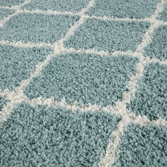 Moroccan Duck Egg Blue Shaggy Rug | 750