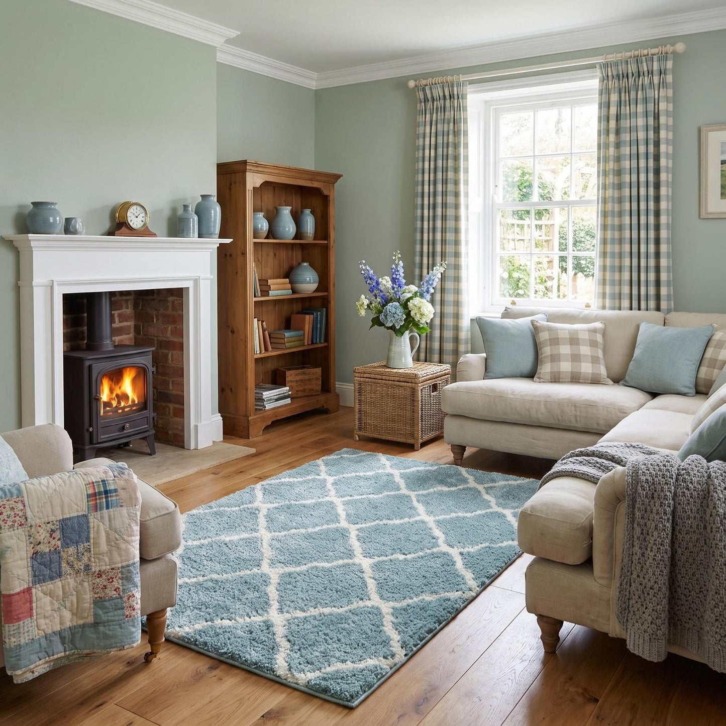 Moroccan Duck Egg Blue Shaggy Rug | 750