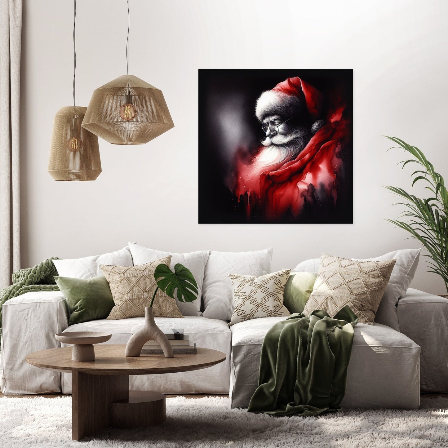 Santa's Melancholy Christmas Canvas