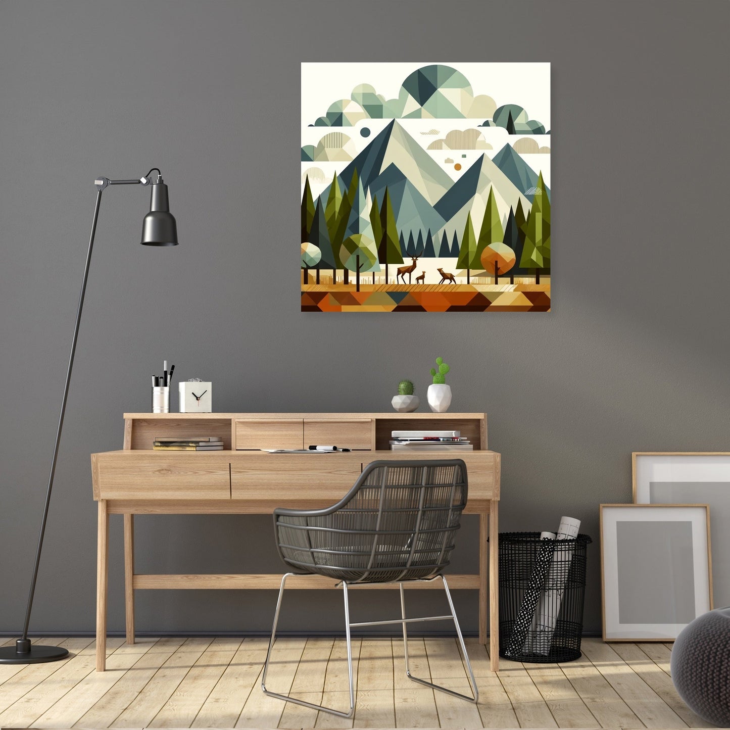 Geometric Forest Harmony Canvas