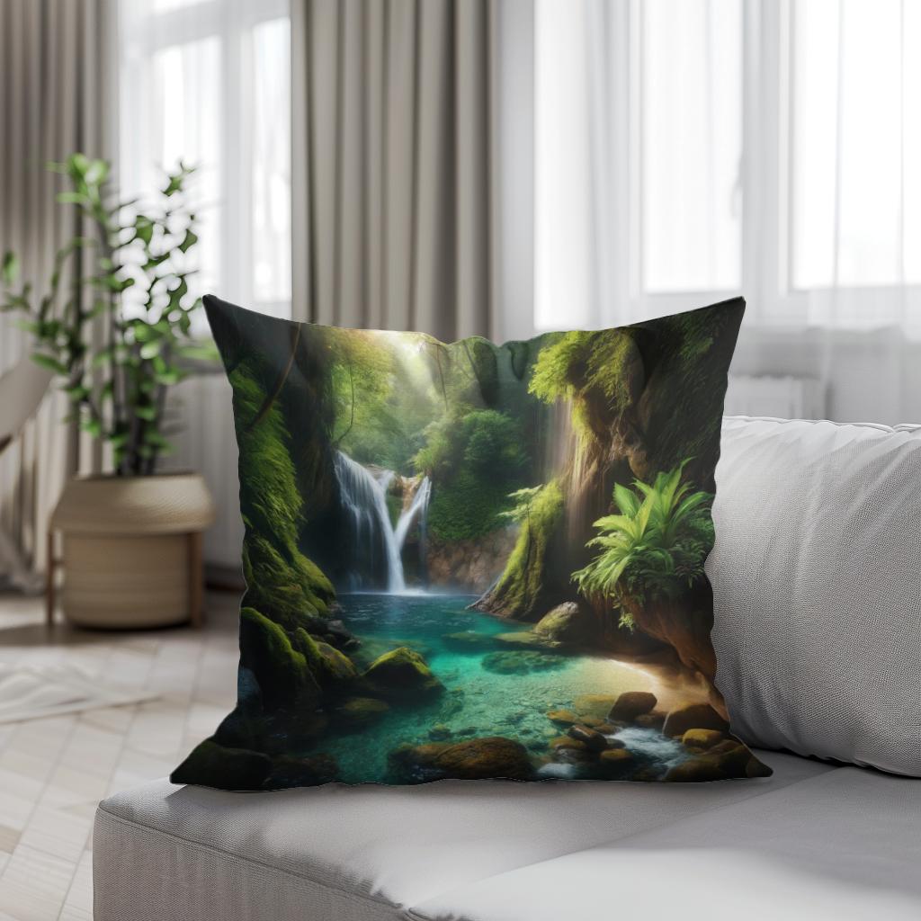 Hidden Waterfall Cove Cotton Cushion
