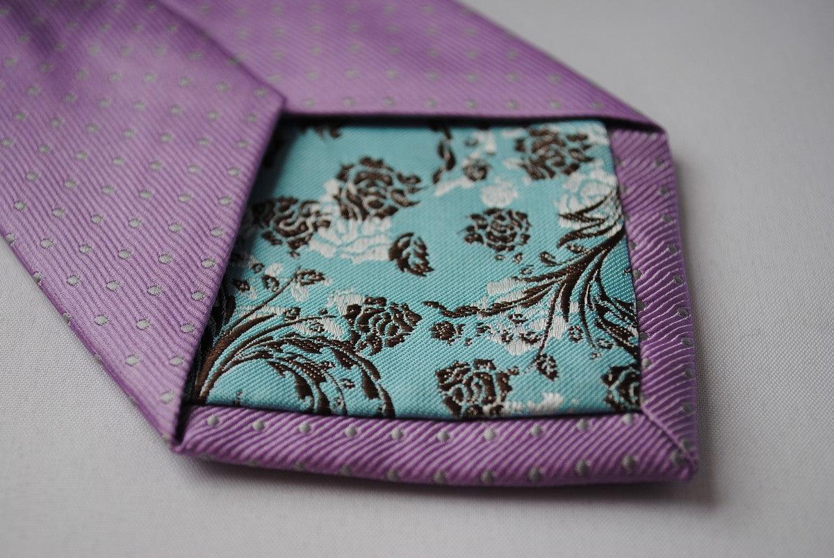 lilac with grey pin spots tie