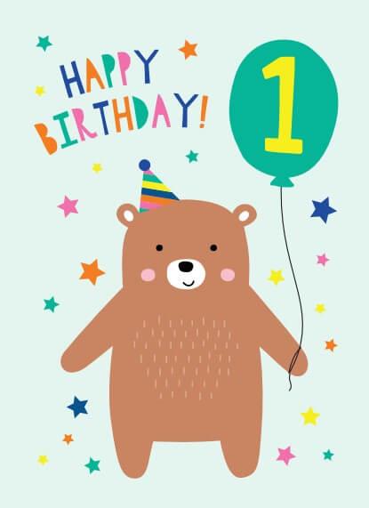 Happy Birthday Card - Age 1 (105 x 148 mm)