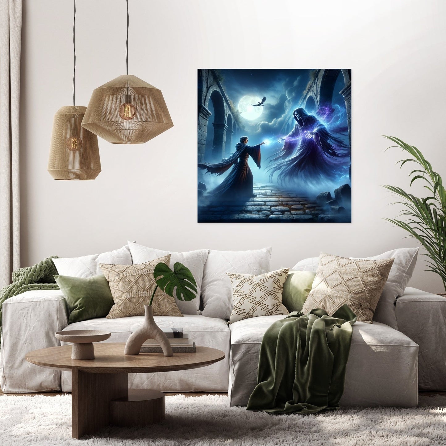 Sorcerer's Moonlit Duel Canvas