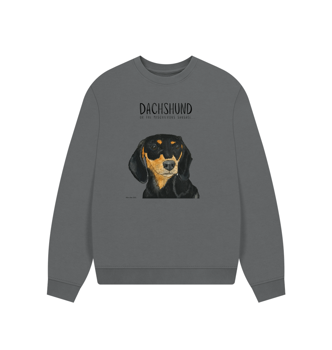 Comfy, Cozy, & Cute: The Black & Tan Dachshund Oversized Sweatshirt"