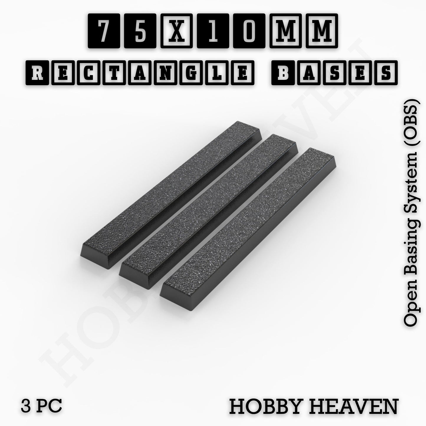 Rectangle Bases Small Sizes - 20x15mm to 75x25mm and up to 60x50mm Wide - 3D Print Tabletop Games