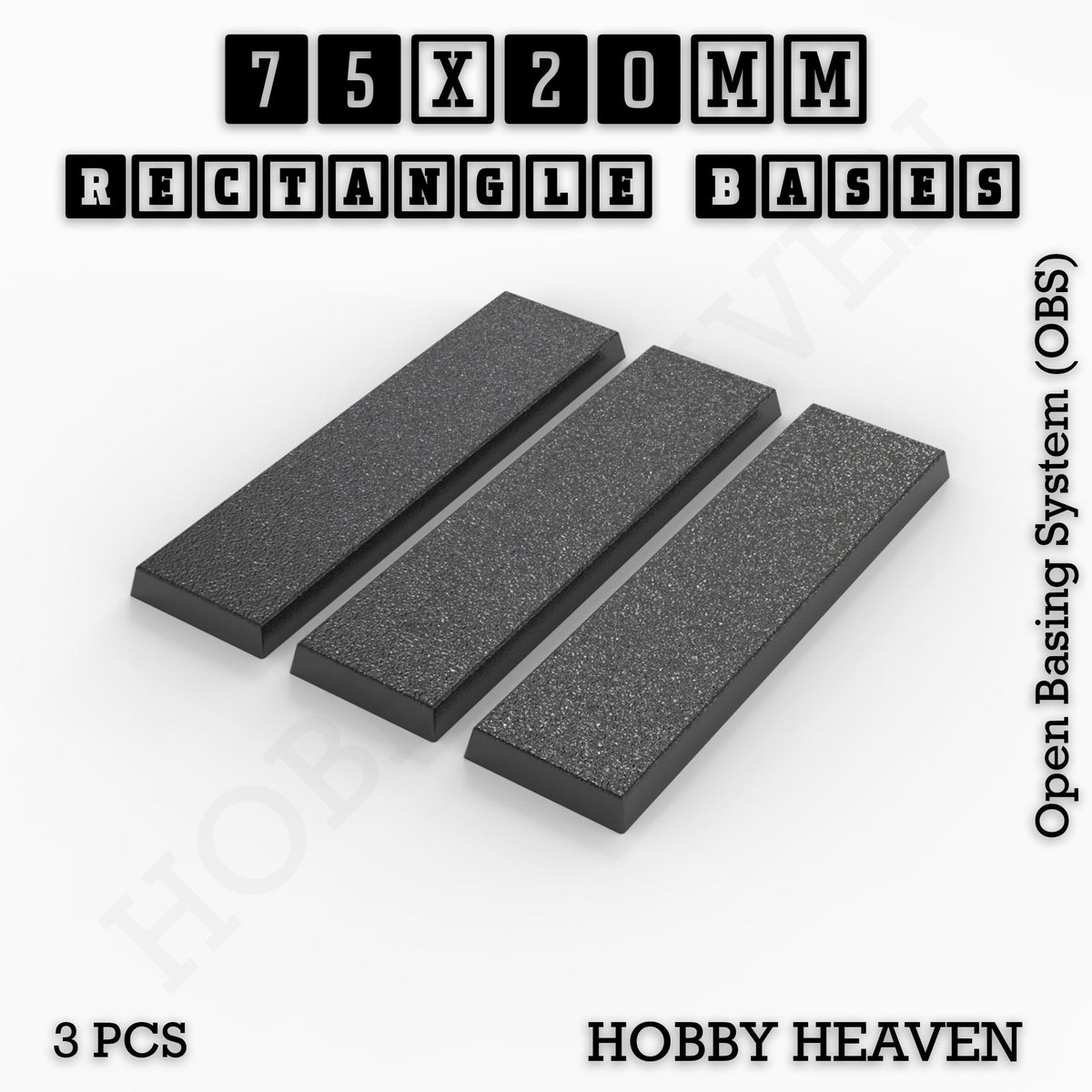 Rectangle Bases Small Sizes - 20x15mm to 75x25mm and up to 60x50mm Wide - 3D Print Tabletop Games