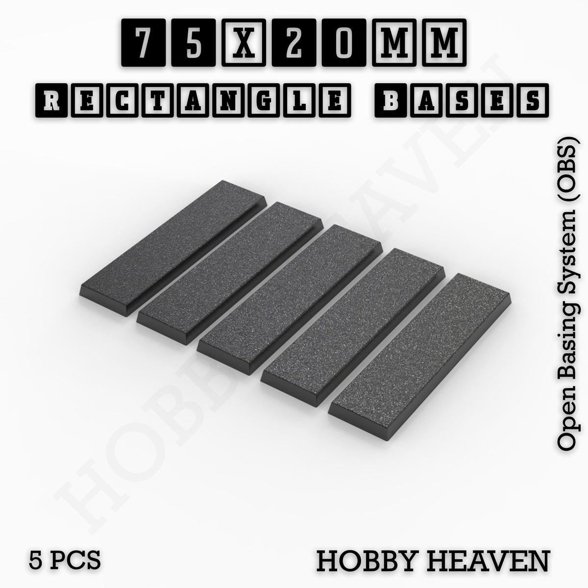 Rectangle Bases Medium Sizes - 75x30mm to 125x40mm and up to 100x90mm Wide - 3D Print Tabletop Games