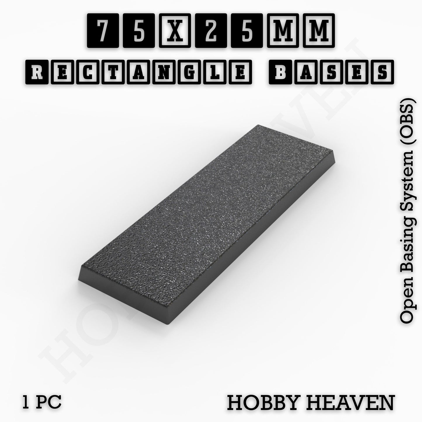Rectangle Bases Medium Sizes - 75x30mm to 125x40mm and up to 100x90mm Wide - 3D Print Tabletop Games