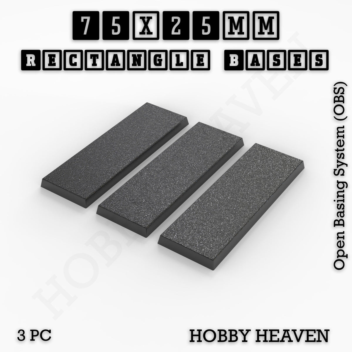 Rectangle Bases Medium Sizes - 75x30mm to 125x40mm and up to 100x90mm Wide - 3D Print Tabletop Games