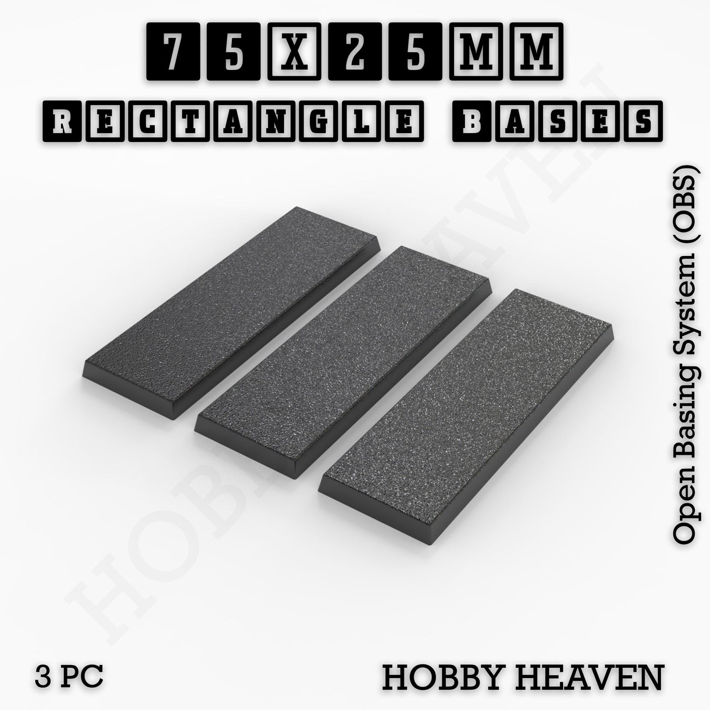 Rectangle Bases Small Sizes - 20x15mm to 75x25mm and up to 60x50mm Wide - 3D Print Tabletop Games