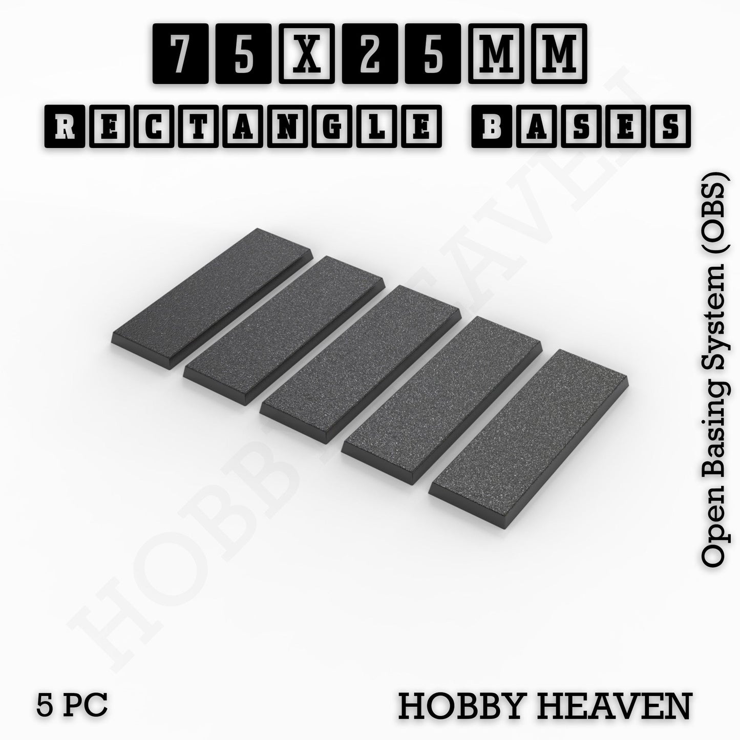 Rectangle Bases Small Sizes - 20x15mm to 75x25mm and up to 60x50mm Wide - 3D Print Tabletop Games