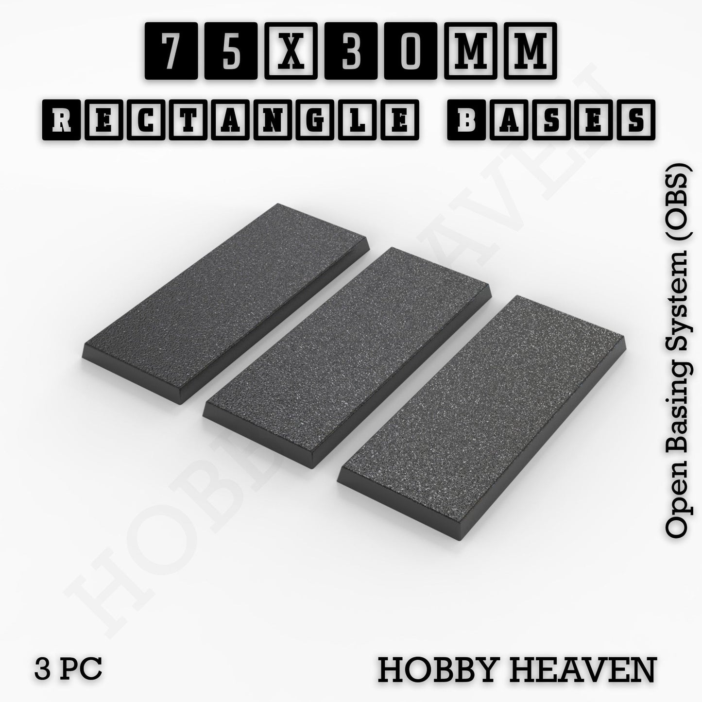 Rectangle Bases Medium Sizes - 75x30mm to 125x40mm and up to 100x90mm Wide - 3D Print Tabletop Games