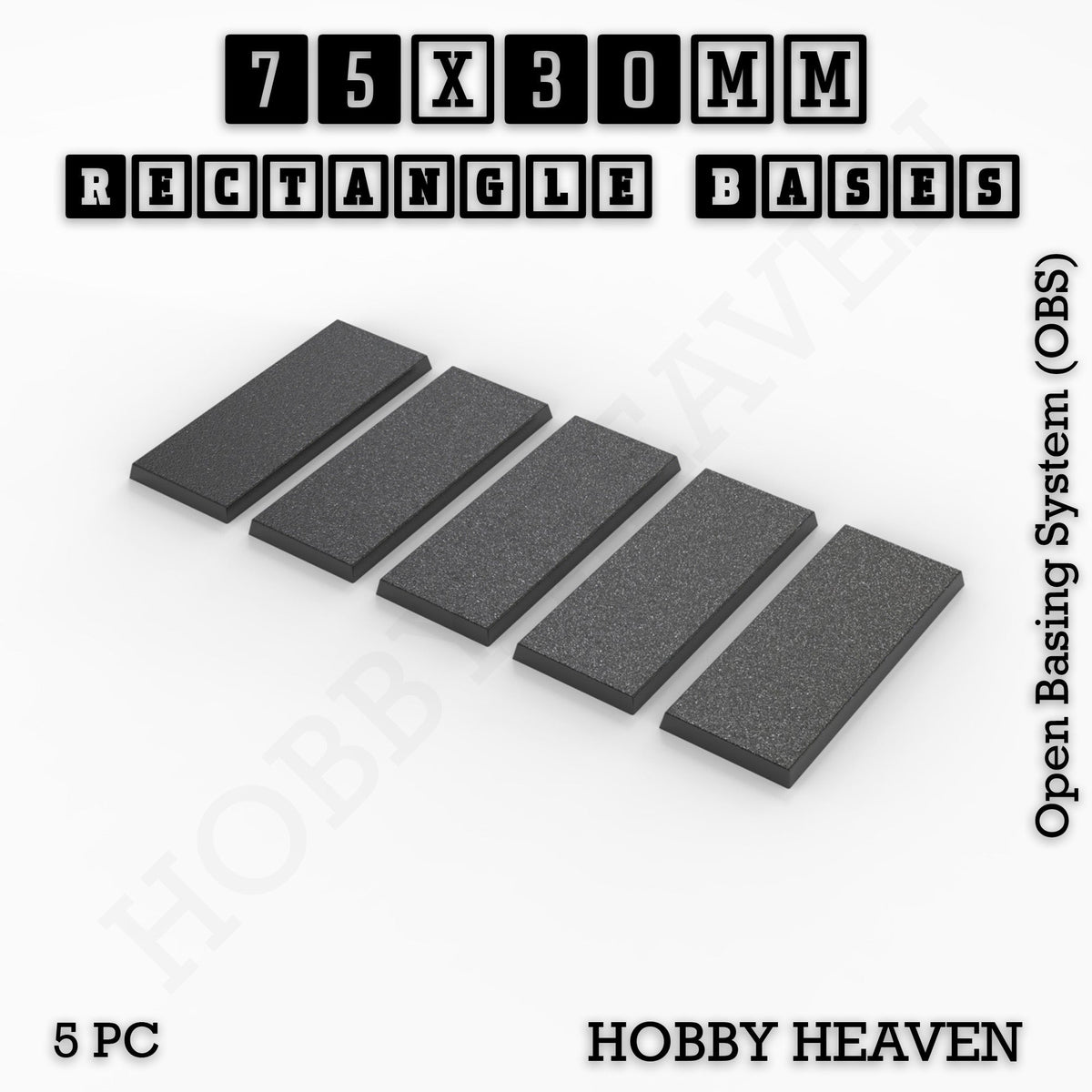 Rectangle Bases Medium Sizes - 75x30mm to 125x40mm and up to 100x90mm Wide - 3D Print Tabletop Games