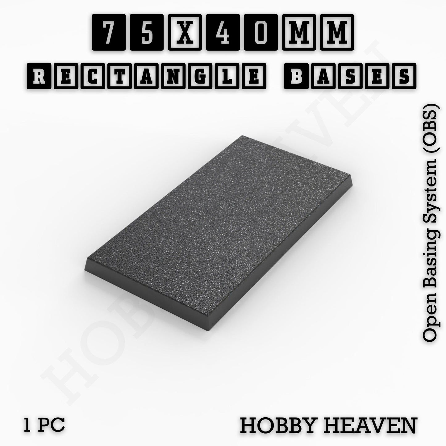 Rectangle Bases Medium Sizes - 75x30mm to 125x40mm and up to 100x90mm Wide - 3D Print Tabletop Games
