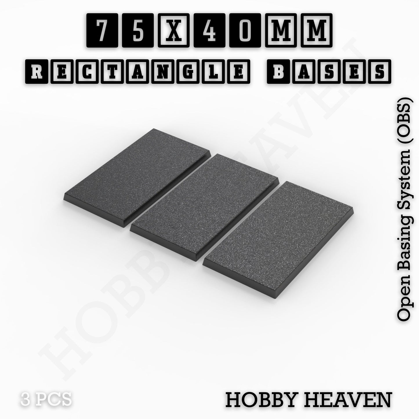 Rectangle Bases Medium Sizes - 75x30mm to 125x40mm and up to 100x90mm Wide - 3D Print Tabletop Games