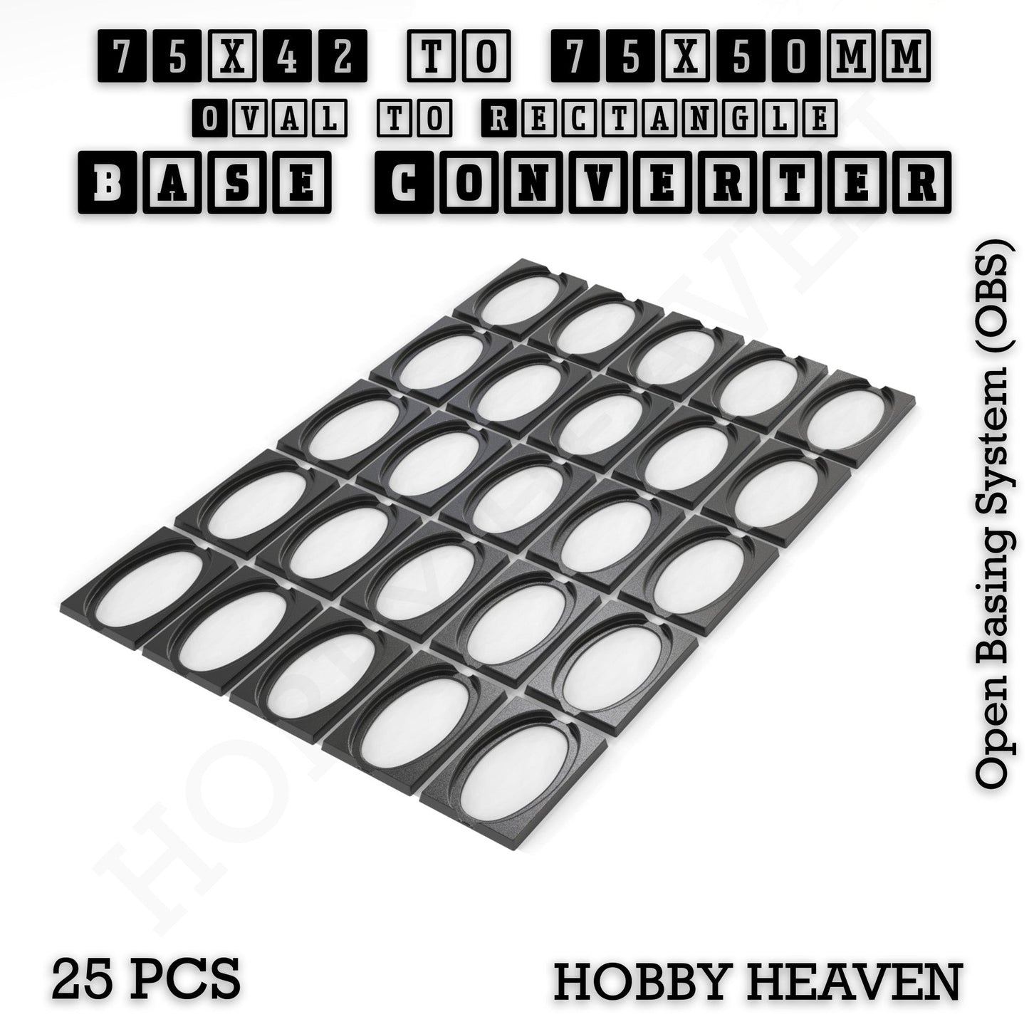 Oval to Rectangle Base Converters 3D Print Full Range
