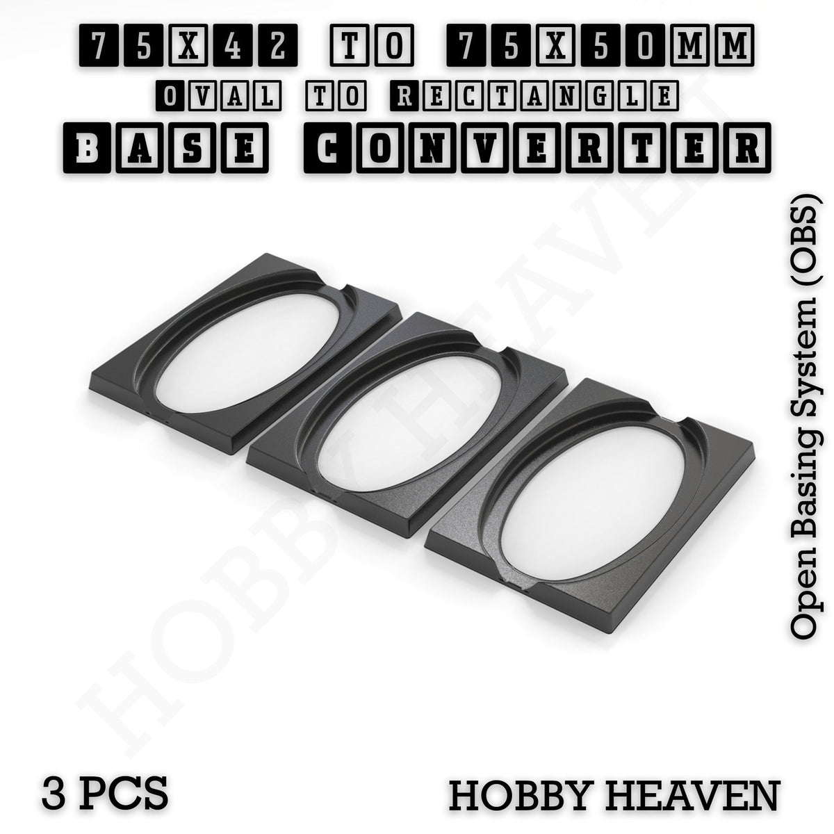 Oval to Rectangle Base Converters 3D Print Full Range