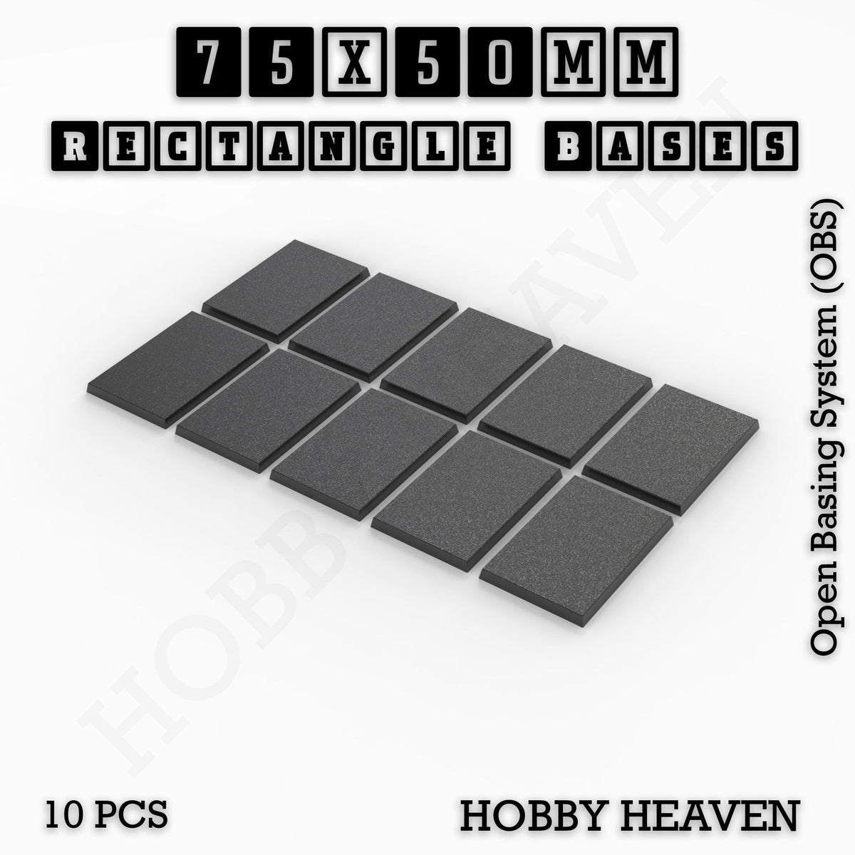 Rectangle Bases Medium Sizes - 75x30mm to 125x40mm and up to 100x90mm Wide - 3D Print Tabletop Games