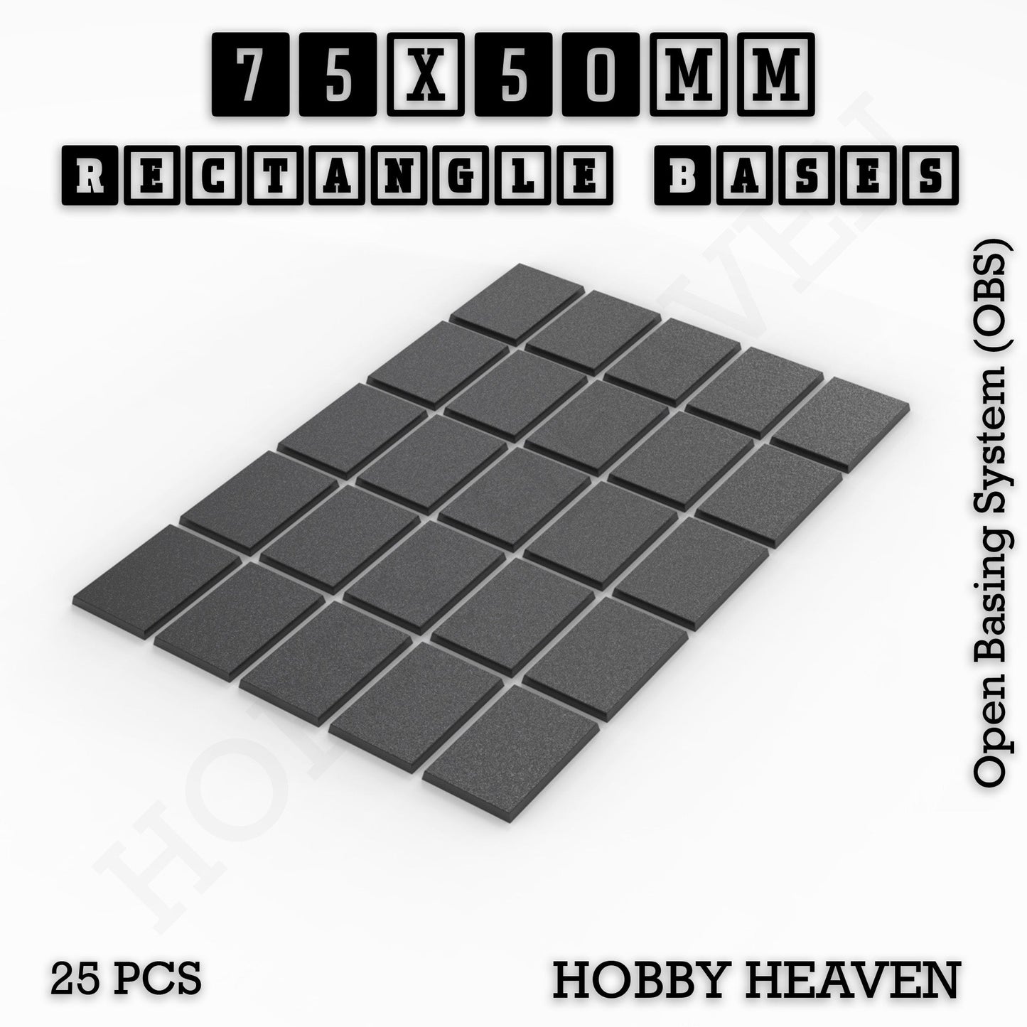 Rectangle Bases Medium Sizes - 75x30mm to 125x40mm and up to 100x90mm Wide - 3D Print Tabletop Games