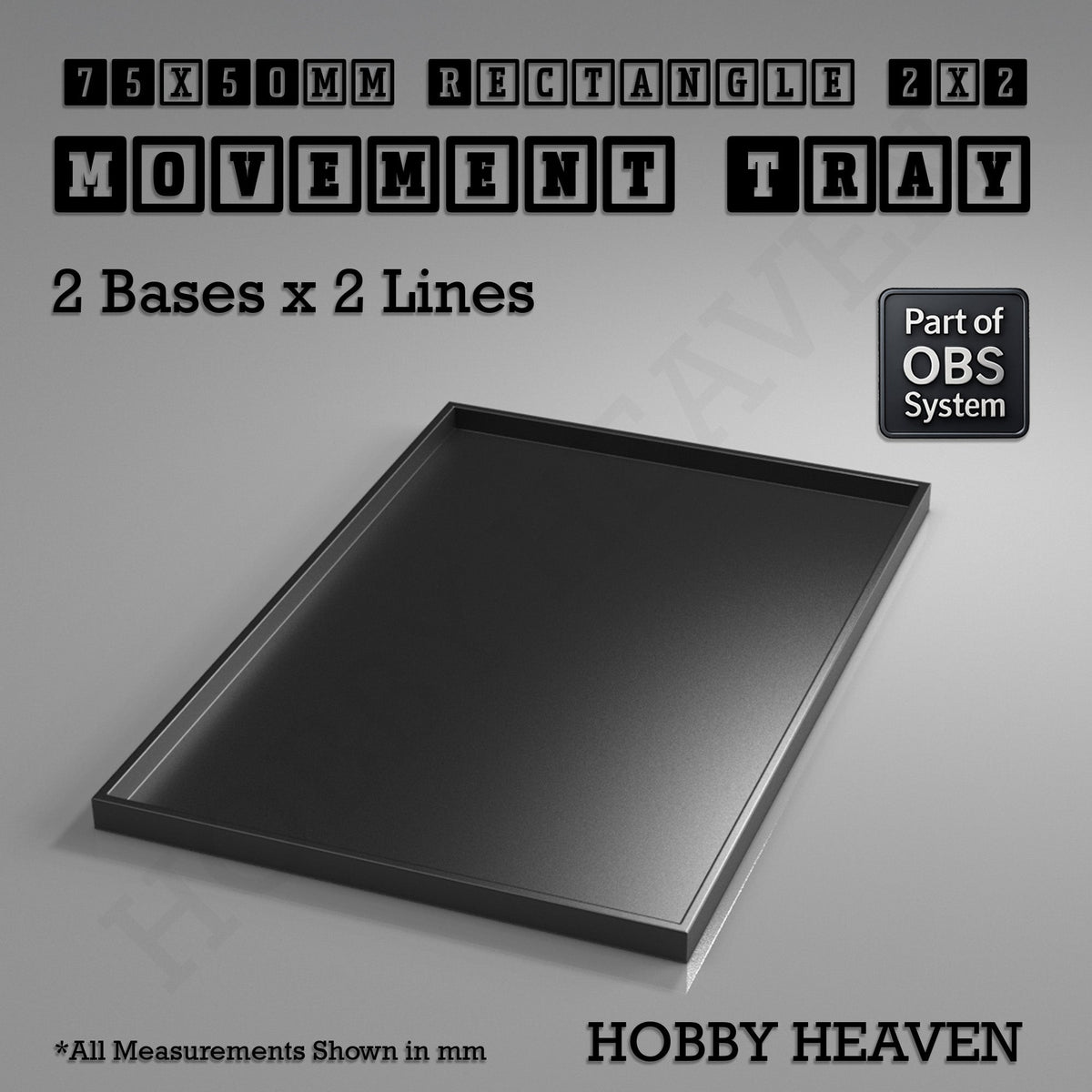 Rectangle Movement Trays | Cavalry & Monsters | 50×25-100×60mm | OBS System